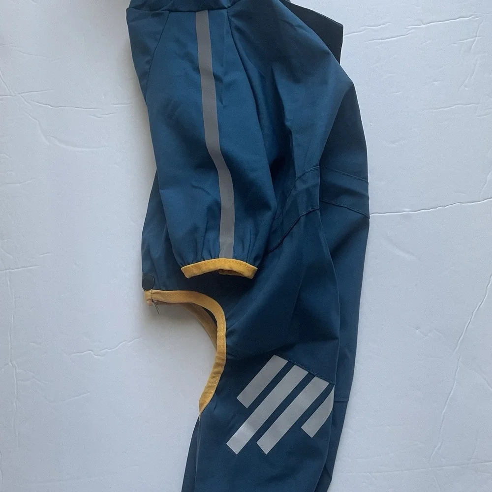 Blue Hooded Dog Raincoat with Reflective Stripes for Small Dogs‎